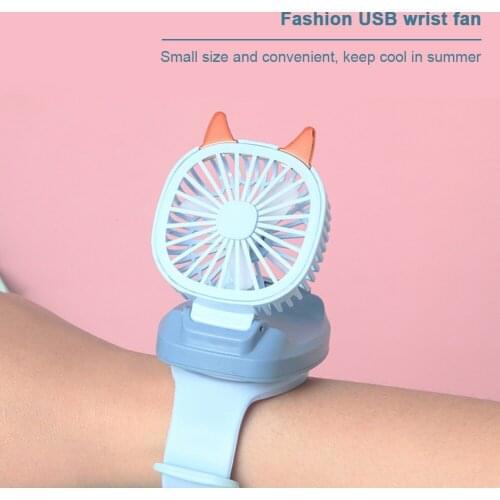 Portable Kids Mini Toy Watch Fan 3 Wind Speed Cooler Originality Charging Cable Detachable Creative Colorful Desktop LED USB Air