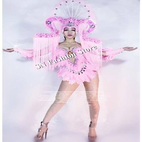 CC07 Pink color dj disco dresses sexy women ballroom dancer costumes party bar club stage show wears catwalks performance clothe