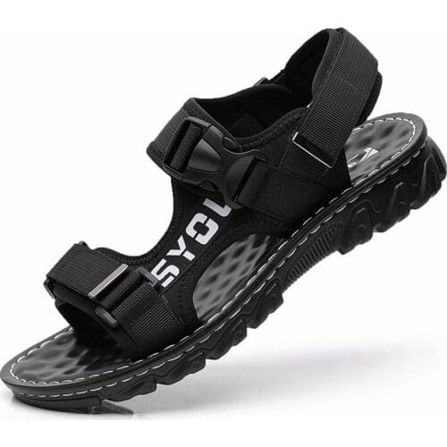 Mens Summer Sandals High Quality Summer Beach Roman Men Casual Shoes Flat Non-slip Wear-resistant Youth Velcro Sandals Man
