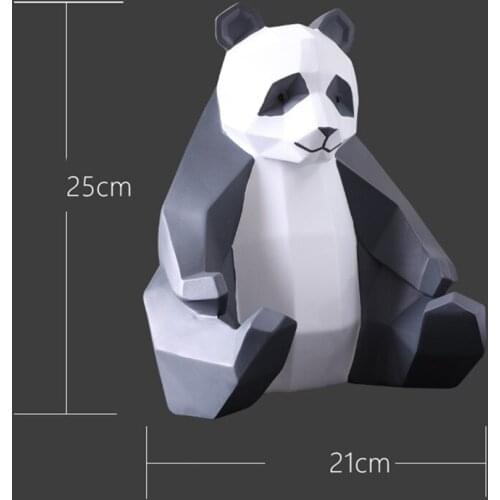 MODERN SIMPLE GEOMETRY PANDA STATUE ANIMALS ART FIGURINES RESIN CRAFT HOME DECORATION ACCESSORIES FOR LIVING ROOM R2564