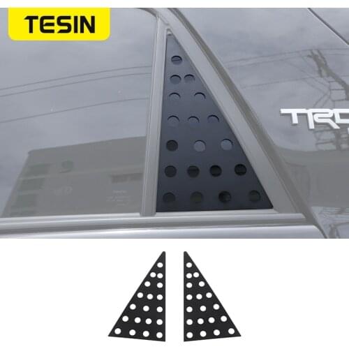 TESIN Aluminum Alloy Car C Pillar Triangle Glass Decoration Cover Trim Sticker for Toyota 4Runner 2010+ Car Exterior Accessories