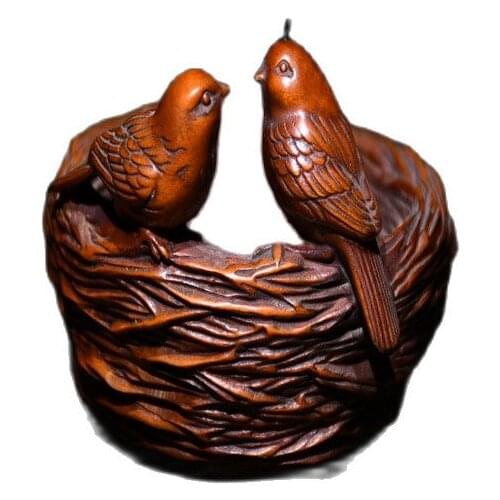Chinese boxwood precision carving birds nest (Daye Youcheng)