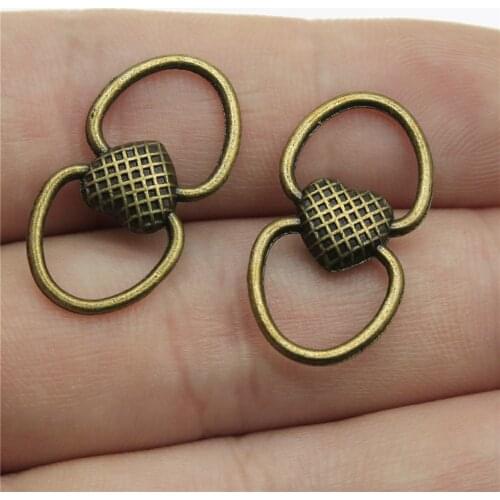 WYSIWYG 5pcs 25x13mm Charms Heart Connector Antique Bronze Tone Metal Jewelry Findings DIY Accessories