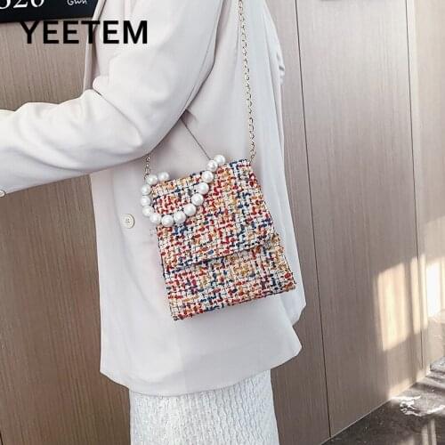 2020 autumn and winter hair chain womens bag new student Korean version of the fashion pearl carry-on sloping bag