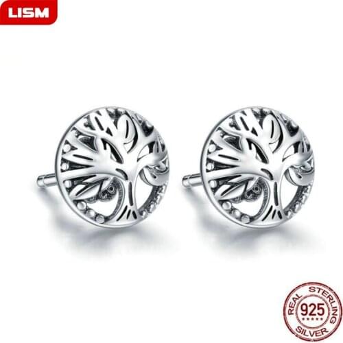 2019 New Fashion Real 100% 925 Sterling Silver Life Tree Stud Earrings for Women Silver Small Earrings Fine Jewelry brincos