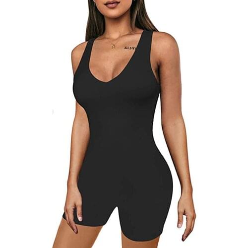 Sexy Women Sports Jumpuit Summer Sleeveless Bodycon Romper Jumpsuit Playsuit Short Pants Tracksuit Gym Fittness Outfits