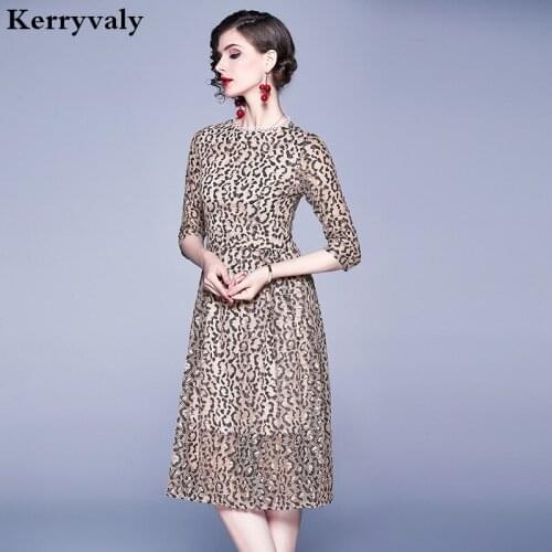 New Gothic Midi Leopard Lace Dress Ropa Mujer Verano 2021 Autumn Casual Party Women Dress Vestidos De Invierno Robe Pull K8746