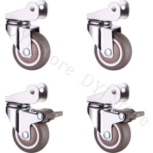 1.5/2 Inch Furniture Swivel Caster Wheels Crib Rubber Caster Wheels No Noise Wheel With Brake , Loading Capacity 200/240 Lbs