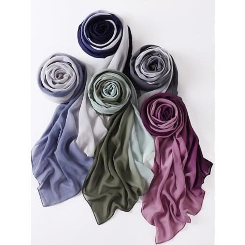 10pcs/lot Muslim Hijabs Gradient Color Crinkle Modest Shawl High Quality Soft Headscarf Rectangle Long Shawl 16 COLOR