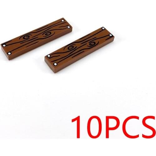 10PCS Print Wooden Pattern 1x4 MOC Building Blocks Tile Construction Classic Brick Toys Kids Learning Education