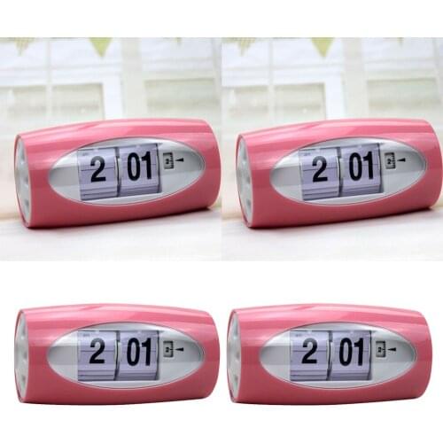 2x Modern Style Auto Flip Desk Clock Vintage Table Alarm Clock Modern Office Home Decor Table Clock