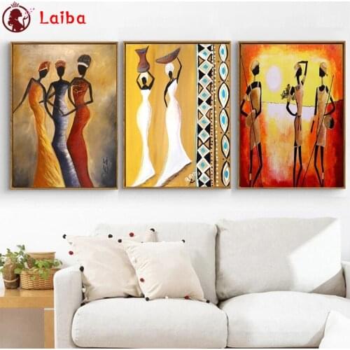 5D Diamond Embroidery Abstract art, retro black african woman Diamond Painting Full Square Mosaic Cross Stitch Handmade Gift3pcs