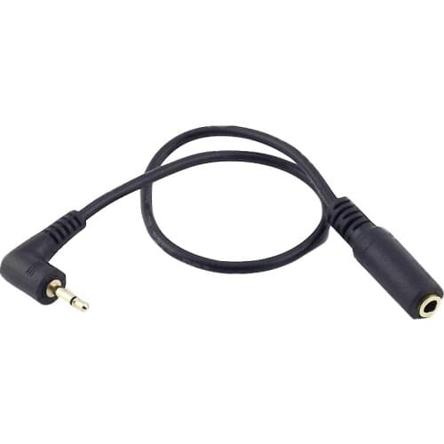 5x 3.5mm Female Stereo to 2.5mm Mono Male Plug Headset Aux Headphones Adapter Converter Cable Cord Black 25cm