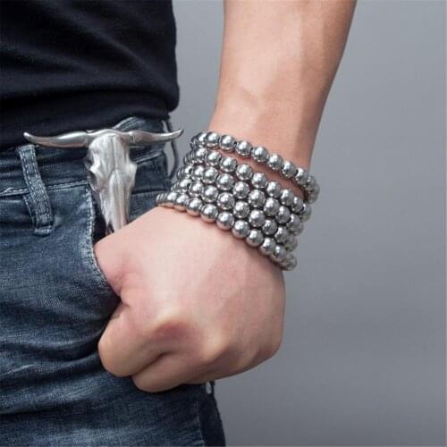 8mm/10mm Outdoor Stainless Steel Beads Necklace Hand Bracelet Chain Titanium Steel Metal Necklace Waist Chain