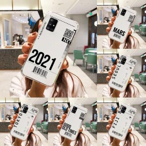 AIR Tickets Travel Label Phone Case Transparent For Samsung A51 A50 A71 A70 A81 M60S Note S21 S 20 10 9 8 11 E Plus Ultra