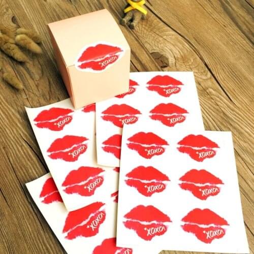 Valentines Day XOXO hot red lips pattern decorative sticker candy dessert gift box packing stickers party decoration paster