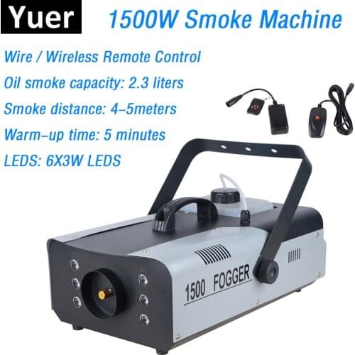1500W RGB Colors Fog Machine 2.3L Oil Capacity DMX512 Smoke Machine With 6X3W LEDS Professional Stage Lighting Shows Equipments