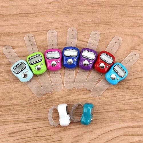 Electronic Finger Counter Ring with LED Light Portable Digital Row Tally Stitch Marker Pedometer Color Random