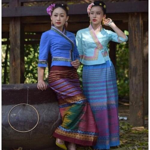 South East Asia Ethnic Dai Princess Dress Women Sprinkler Festival Suits Dai Traditional Clothing Summer Half Sleeve Top + Skirt