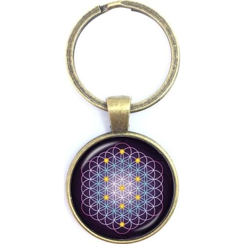 Indian Jewelry Mandala Keychains OM Yoga For Men Women Lift Of Flower Zen Jewelry Buddhist Keyring Meditation Pendant Gift