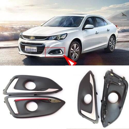 JanDeNing 2pcs Kit Car New Black Front Left + Right Bumper Fog Light Lamp Cover Grille Fit for Chevrolet Malibu 2016-2017