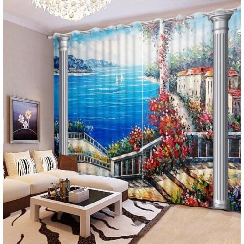 Top Classic 3D European Style custom curtains New Custom 3D Beautiful curtain size for window 3d curtains