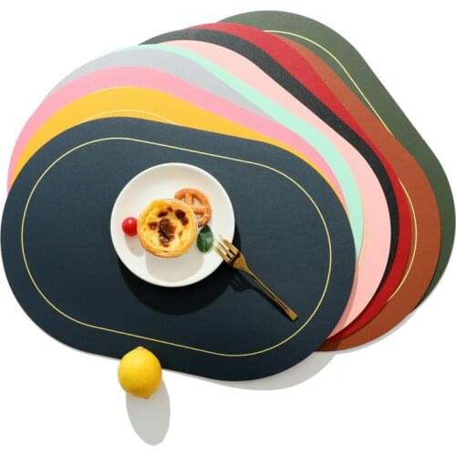Nordic Style Leather Western Table Mat PVC Oil-Proof Table Mat Hotel Home Dining Plate Mat Non-Slip Heat Insulation Pad
