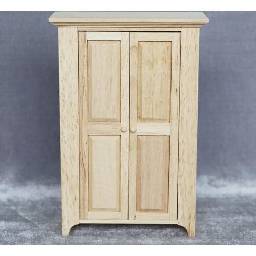 1:12 Miniature Dollhouse 3D Wooden Furniture Wardrobe Wear-resistant Practical Wood Miniature Mini Simulation Cabinet for Kids