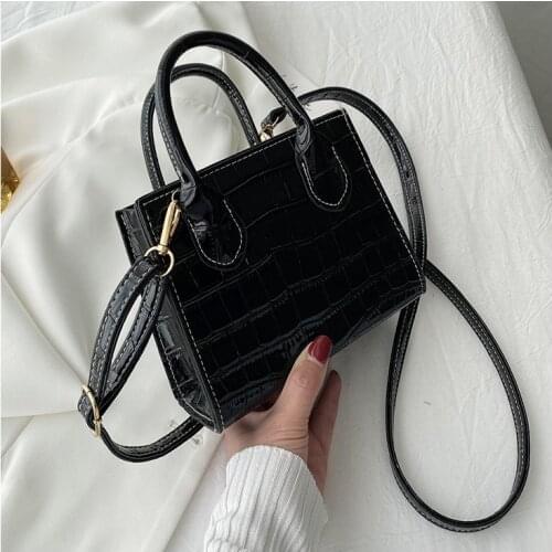 Fashion Crossbody Bags for Women Crocodile Pattern Small Solid Color Handbag Classical Lady PU Leather Shoulder Bag