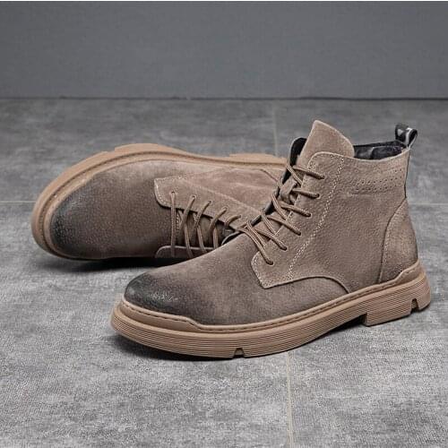 Mens casual shoes new Martins ankle boot outdoor high-top boots walking sneakers leather shoes retro style