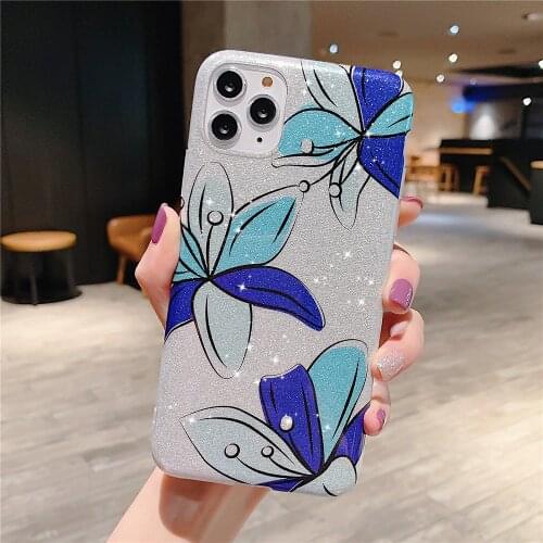 SMILYOU Glitter Flower Soft Cover For iPhone 7 8 Plus 11 Pro Max Shiny Star Phone Case For iphone XR XS Max SE 2020 Holder Cover