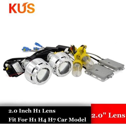 2pcs 2.0 inch car Bi xenon H1 Projector lens with shrouds mask H1 H4 H7 hid xenon kit ballast bulb headlight car styling Modify