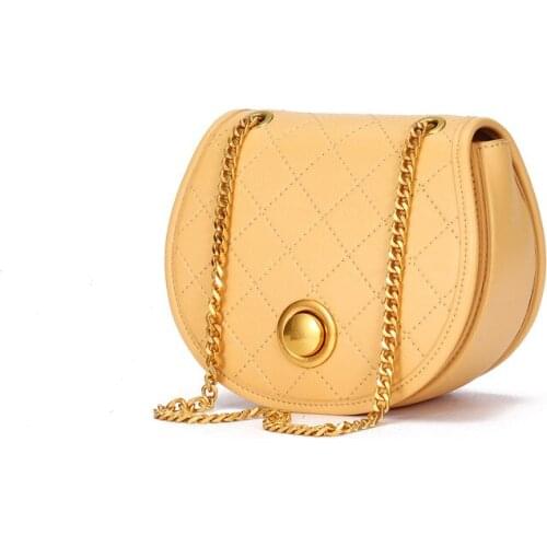 Womens New Fashion Matte Genuine Leather Saddle Bag Multifuctional Chain Strap Bags Mini Messenger Shoulder Bag Simple Purse