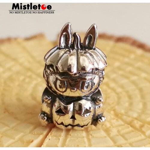 Mistletoe 925 Sterling Silver Pumpkin labubu Charm Bead European Jewelry