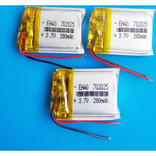 Lot 3 pcs 3.7V 280mAh Polymer lithium Lipo Rechargeable battery 702025 Power customized CE FCC ROHS MSDS for camera MP3