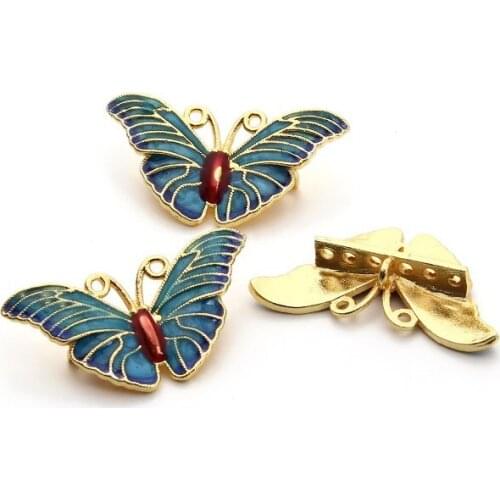 20pcs/lot butterfly blue big hole Metal Alloy Pendant Flat Beads Buddha Beads For DIY bracelet Jewelry Making