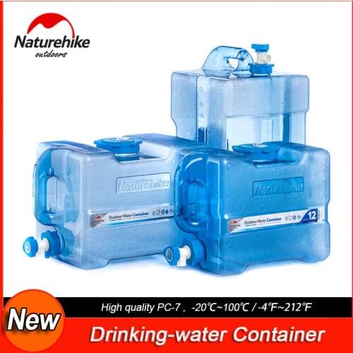 Camping Outdoor Water Container W/ Spigot Rigid PC Drinking Water Storage Food-grade For BBQ Picnic Barrel In Blue Clear Color