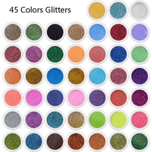 45 Colors Resin Pigment Mica Powder Glitters Sequains Nail Art Jewelry Making C6UE