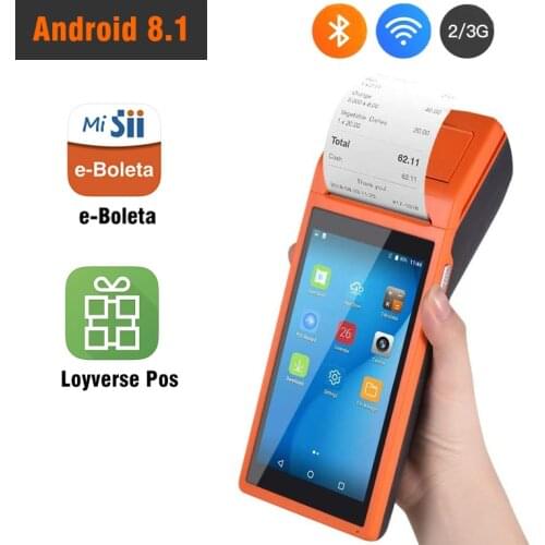 POS Terminal PDA Android 8.1 1+8G 2G 3G Wifi With Built-in 58mm Thermal Receipt Printer Handheld Terminal Free APP Loyverse Pos