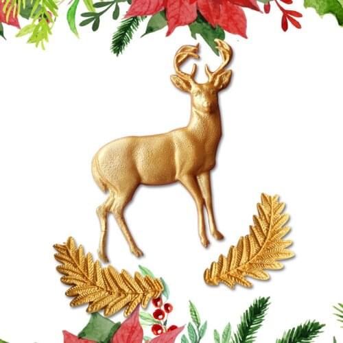 Deer silicone mold Olive branch fondant mold cake decorating tools chocolate gumpaste mold