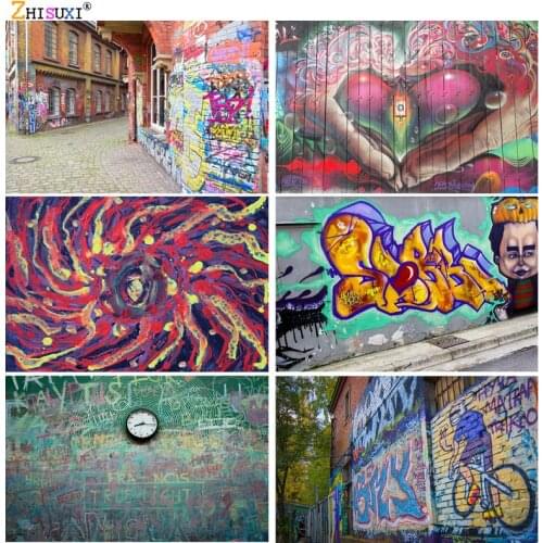 SHUOZHIKE Vinyl Custom Vintage Street Graffiti Brick Wall Photography Backdrops Photo Background Studio Prop 21915 TY-03