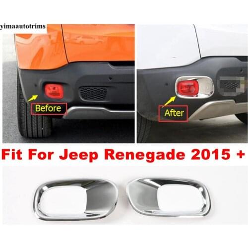 Rear Tail Bumper Fog Lights Lamps Frame Decor Cover Trim For Jeep Renegade 2015 - 2020 ABS Chrome Exterior Refit Kit Accessories