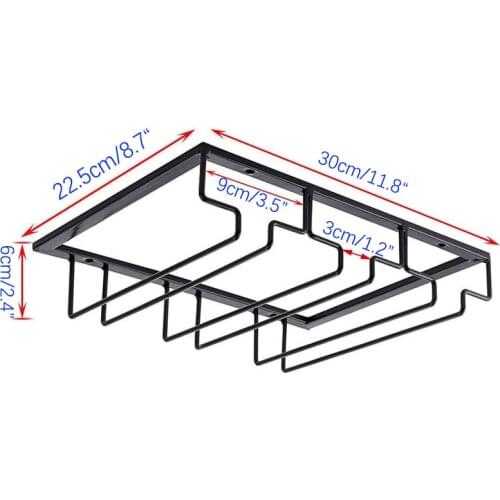 Iron Wall Mount Wine Glass Hanging Holder Goblet Stemware Storage Organizer Rack