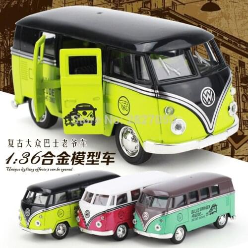 1:36 Alloy Classical Mini Campus Bus Toys Kawaii Diecast Model Toy Cars For Children Christmas Gift