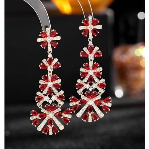 1 Pair Luxury Fully-Jewelled Snowflake Drop Earrings Elegant Long Earrings for Women Party Accessories Ear Jewelry