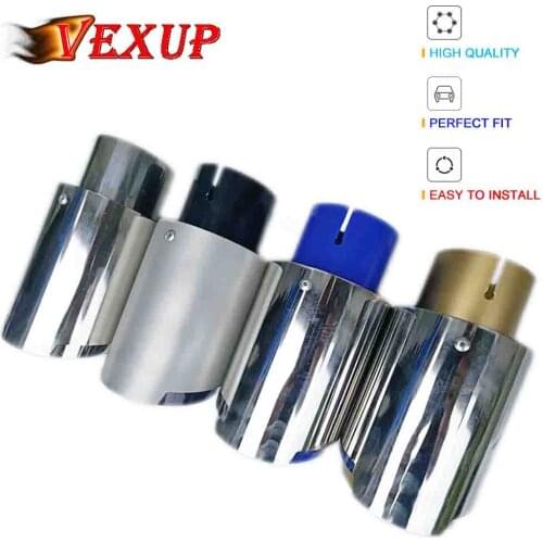 1PCS Car Exhaust Pipe Muffler Tail Pipe Muffer Tip Universal Exhaust Tip Blacking Steel Pipe Straight Edge Car Accessories