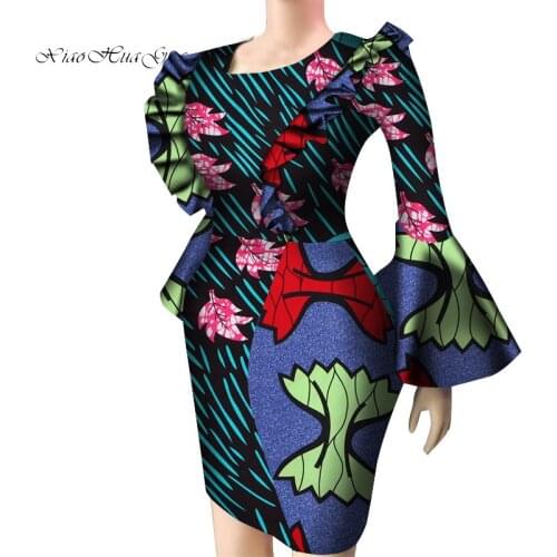 2020 African Mini Dresses for Women Dashiki Fashion Bodycon Dress of Summer Succinct Traditional O-Neck Clothing For Lady WY5796