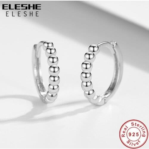 2020 New Design 925 Sterling Silver Hoop Earring Single Row Beaded Earrings for Women Party Jewelry Gift