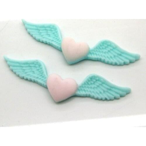 30Pcs Light BLue Light Pink Love Wings Resin Decoration Crafts Beads Flatback Cabochon Scrapbook DIY Embellishments Accessories