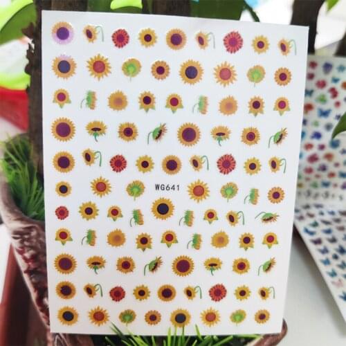 3D Stickers for Nails Summer Sunflower Flowers Design Nails Art Decoration Manicure Stickers Decal Slider Nail Foil Accessories